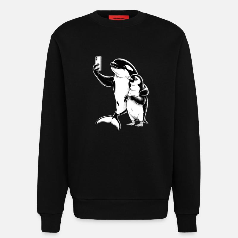 Orques et phoque - Sweat bio décontracté fabriqué en UE - SOLID BLACK
