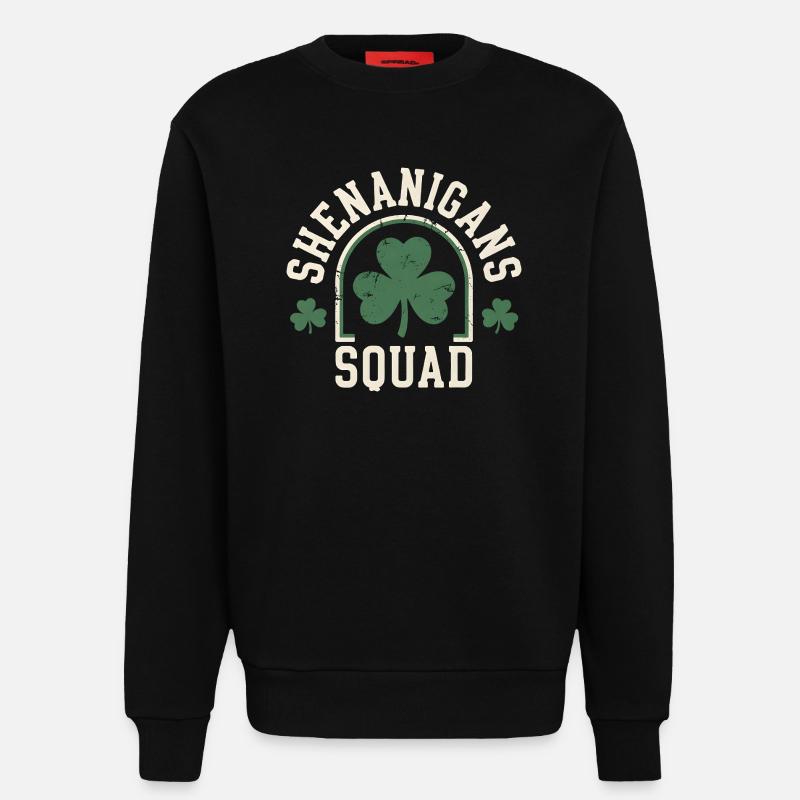 Shenanigans Squad Shamrock Fun - Sweatshirt - made by SPREAD  - SOLID BLACK