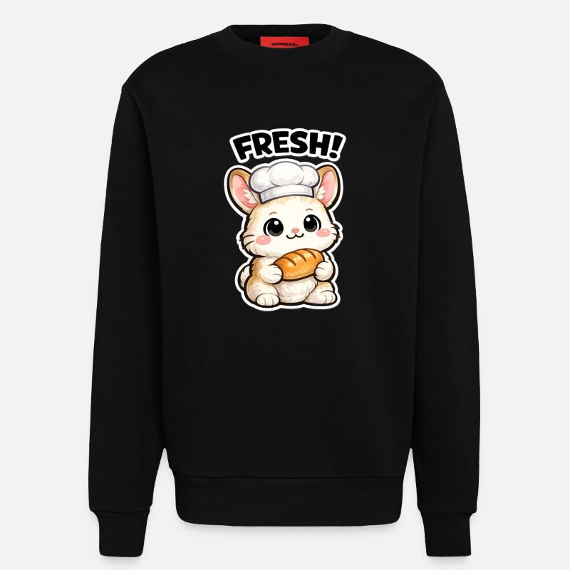 Kitchen bunny with fresh bread - Sweatshirt - made by SPREAD  - SOLID BLACK