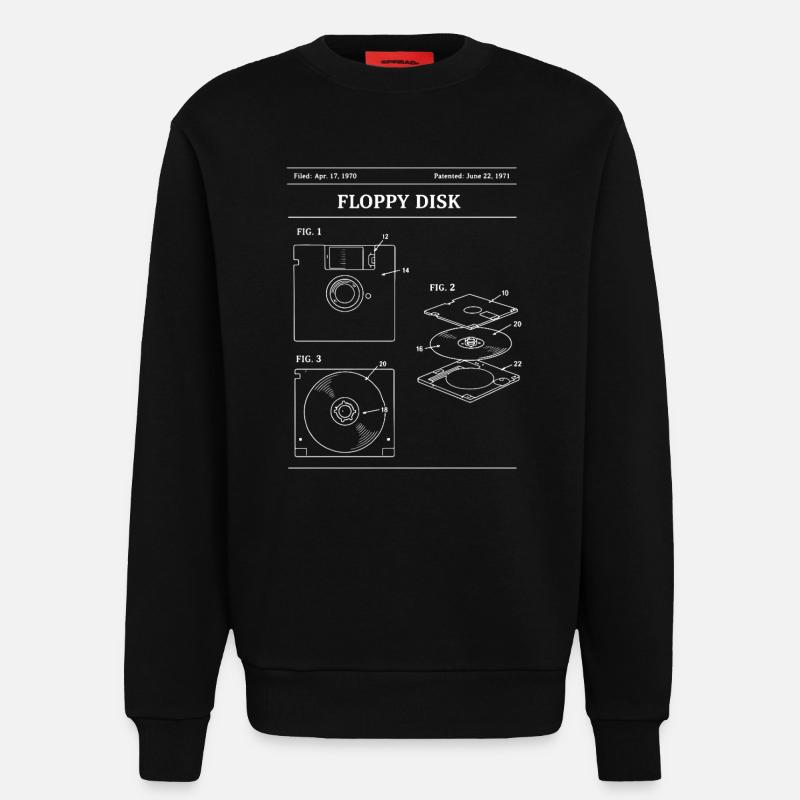 Retro-Disketten-Bauplan - Sweatshirt - made by SPREAD  - SOLID BLACK