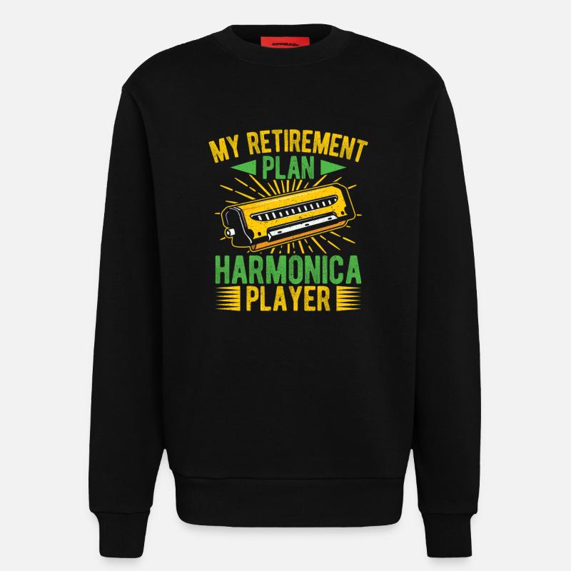Funny Harmonica Player Retirement Plan Player - Sweatshirt - made by SPREAD  - SOLID BLACK