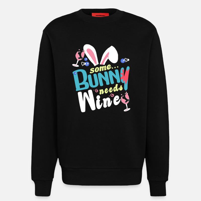 Some rabbit needs some wine - Sweatshirt - made by SPREAD - SOLID BLACK