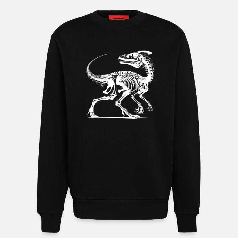 Dinosaur Raptor with Backbone Bones - Sweatshirt - made by SPREAD - SOLID BLACK