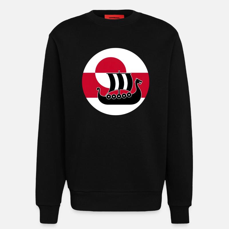 Langschiff-Design der grönländischen Flagge - Sweatshirt - made by SPREAD - SOLID BLACK