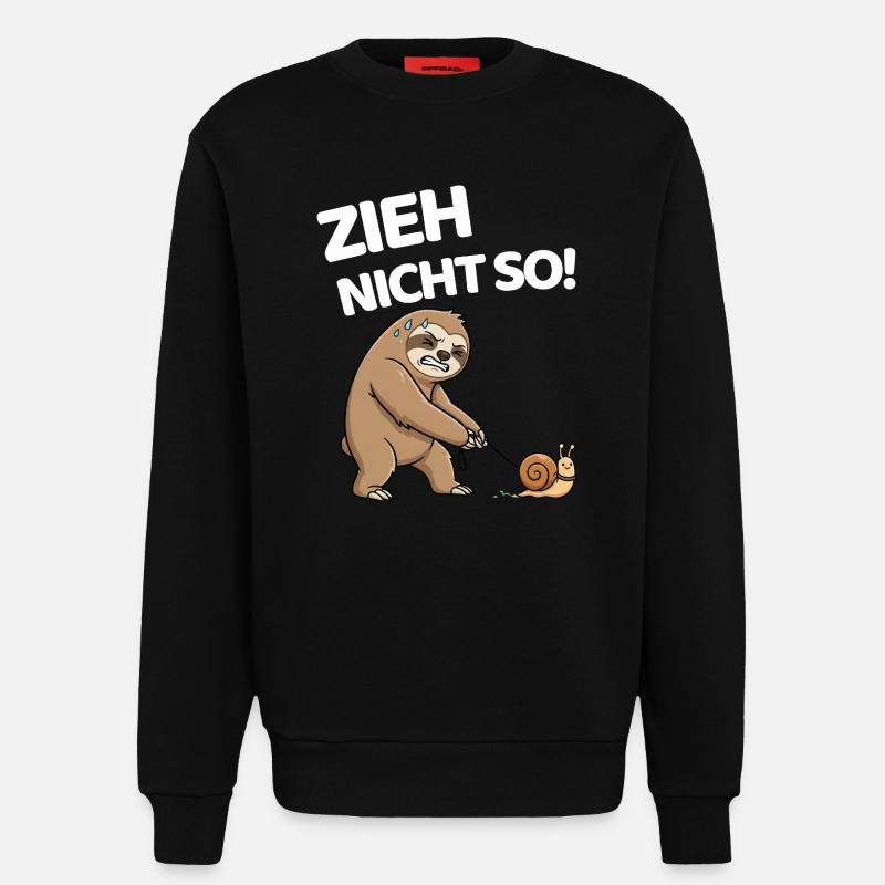 Don't pull so sloth with snail - Sweatshirt - made by SPREAD - SOLID BLACK