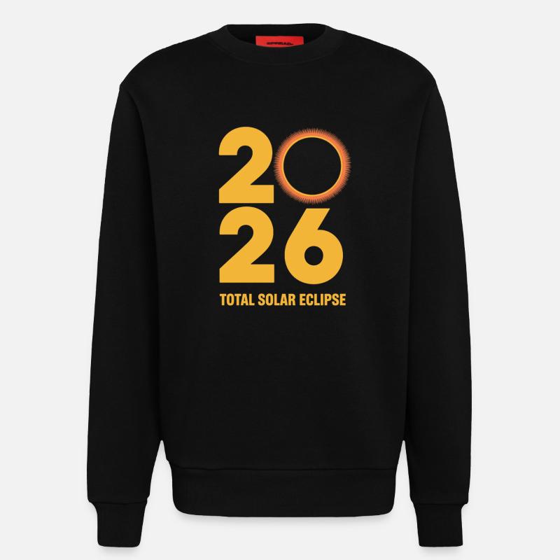 2026 Total Solar Eclipse Path Retro - Sweatshirt - made by SPREAD  - SOLID BLACK