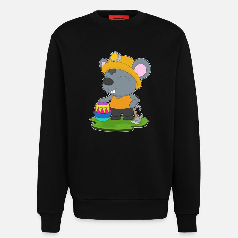 Mouse Easter Mining - Sweatshirt - made by SPREAD  - SOLID BLACK