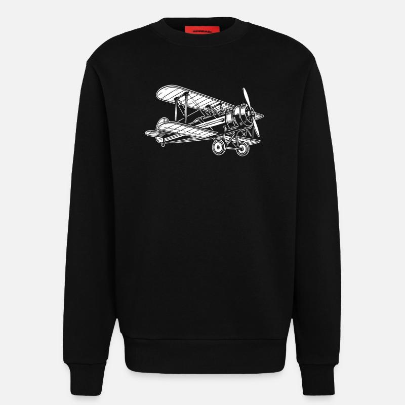 Biplane Oldtimer, conception classique d’avion - Sweat bio décontracté fabriqué en UE - SOLID BLACK