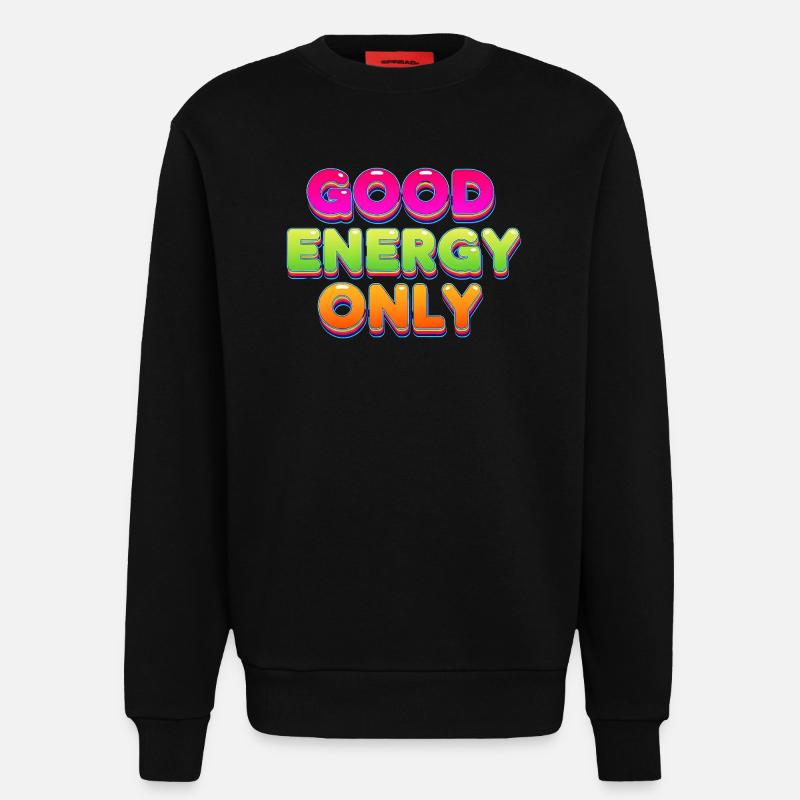 Good Energy Buntes Retro Statement Design - Sweatshirt - made by SPREAD - SOLID BLACK