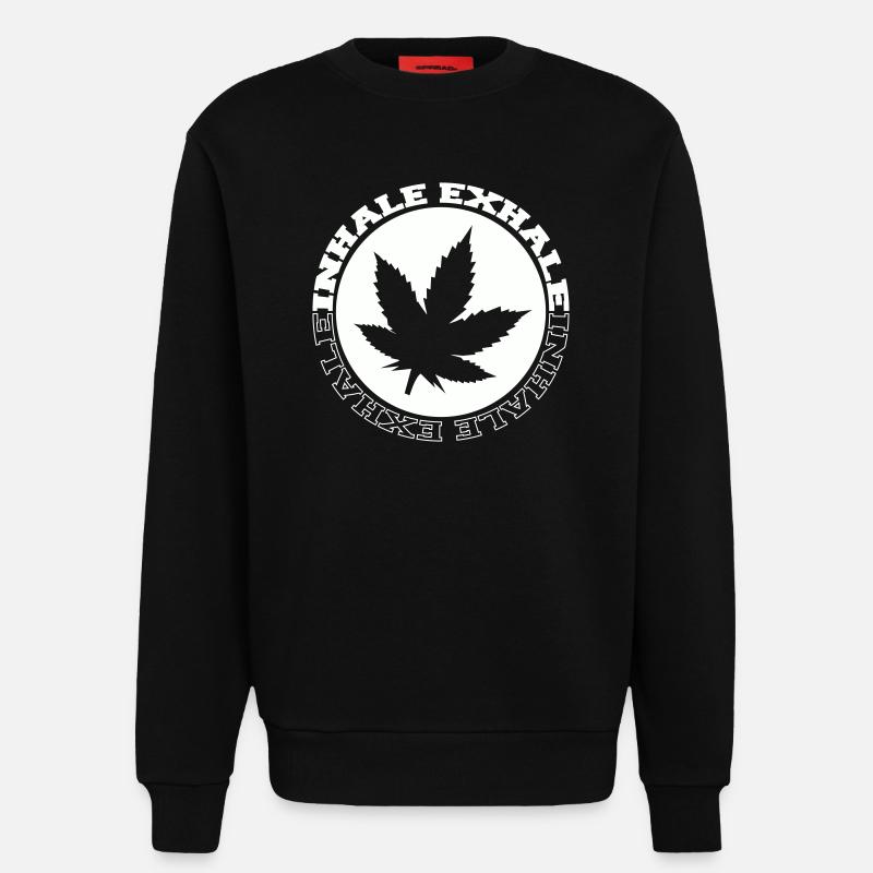 Cannabis Leaf Round Logo - Sweatshirt - made by SPREAD  - SOLID BLACK