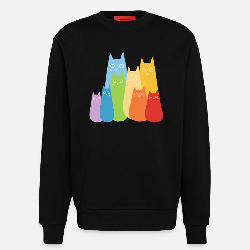 Bunte Katzen Katze Regenbogen - Sweatshirt - made by SPREAD  - SOLID BLACK