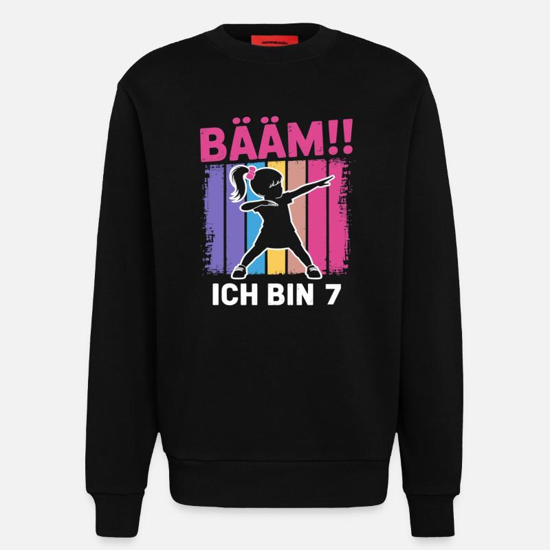 Bääm Ich bin 7 Dabbing Mädchen 7. Geburtstag - Sweatshirt - made by SPREAD  - SOLID BLACK