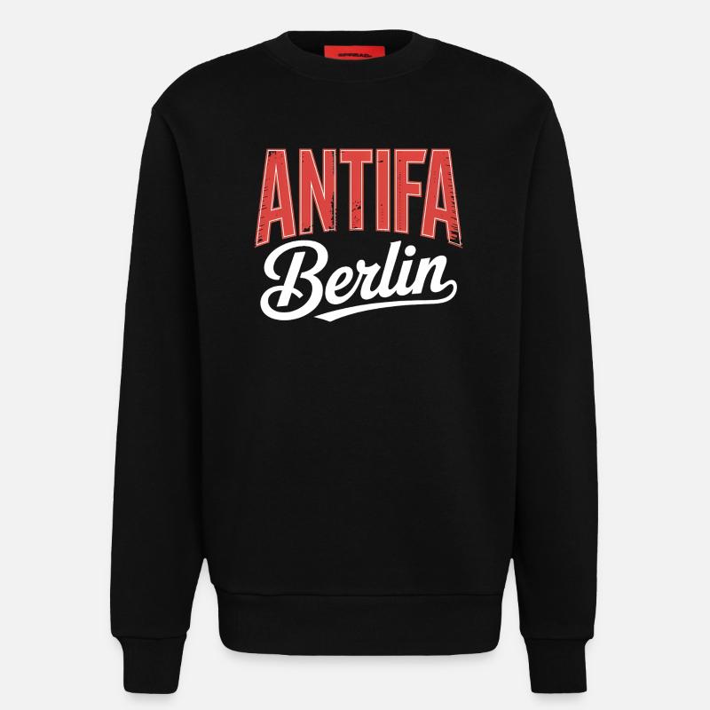 Antifa Berlin - Antifascist Tee - Sweatshirt - made by SPREAD  - SOLID BLACK