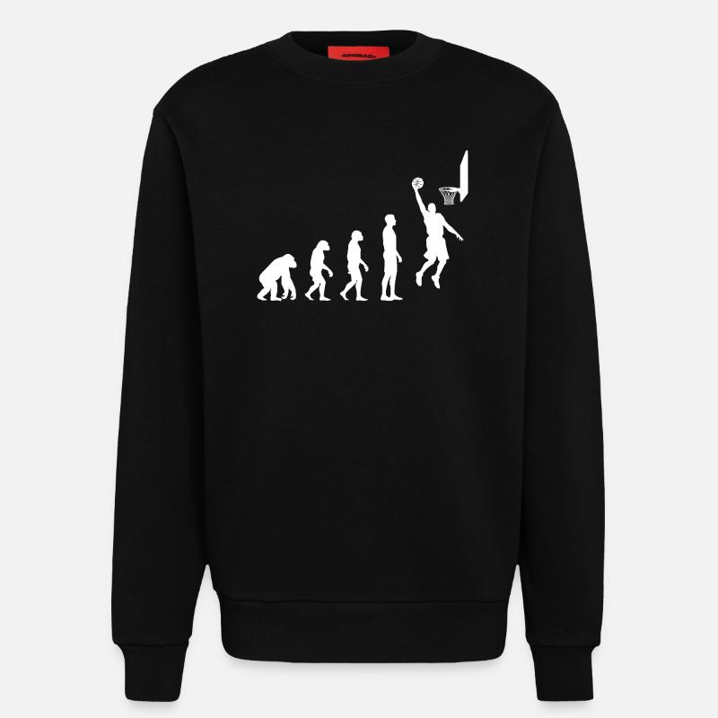 Basketball Dunk Evolution Motif - Sweatshirt - made by SPREAD - SOLID BLACK