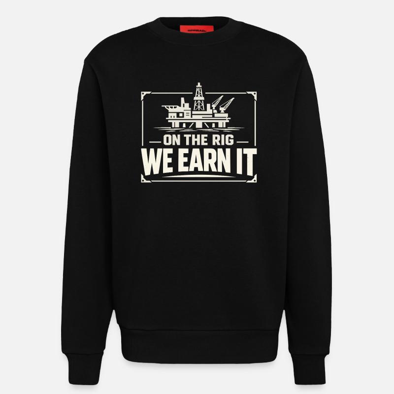 Offshore-bohrer-rig-bohrer Bohrboden Offshore - Sweatshirt - made by SPREAD  - SOLID BLACK