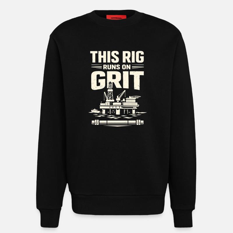 Offshore-bohrer-rig-bohrer Bohrboden Offshore - Sweatshirt - made by SPREAD  - SOLID BLACK
