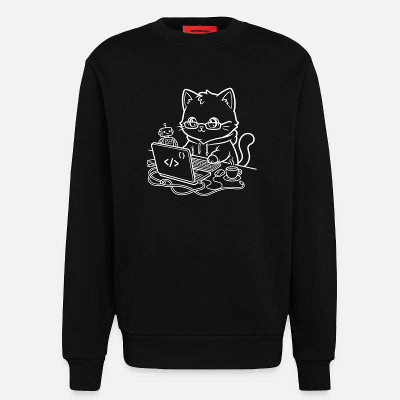 Coder Kawaii Katze Programmierer - Sweatshirt - made by SPREAD  - SOLID BLACK