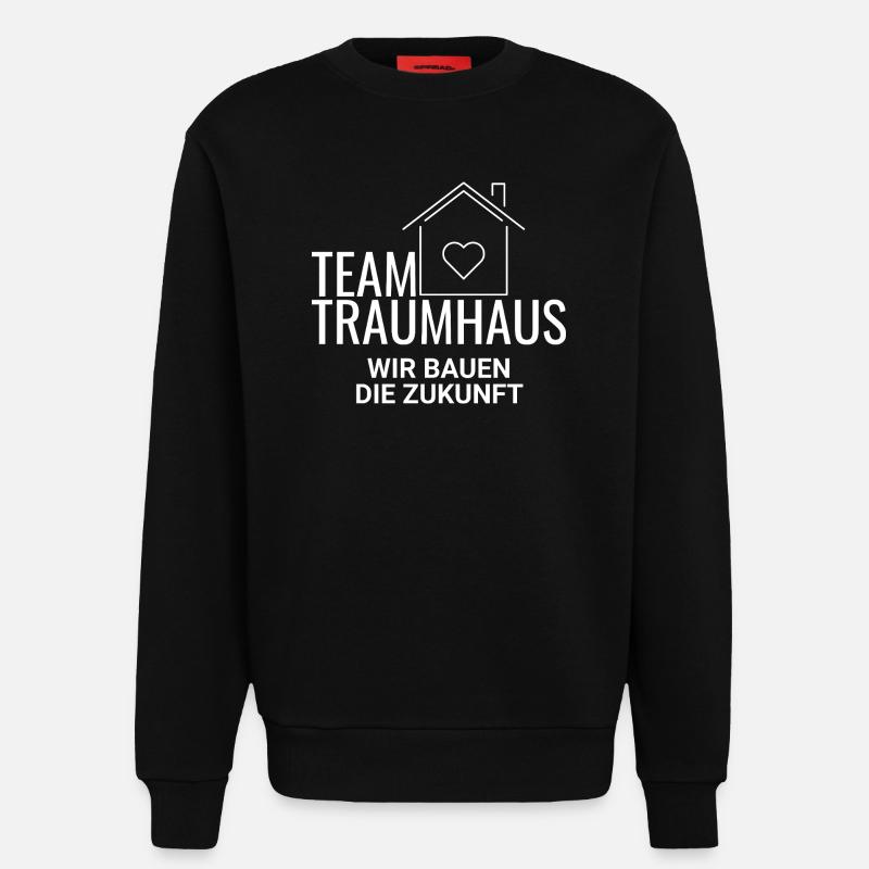 Construction de maisons d’équipe - Sweat bio décontracté fabriqué en UE - SOLID BLACK