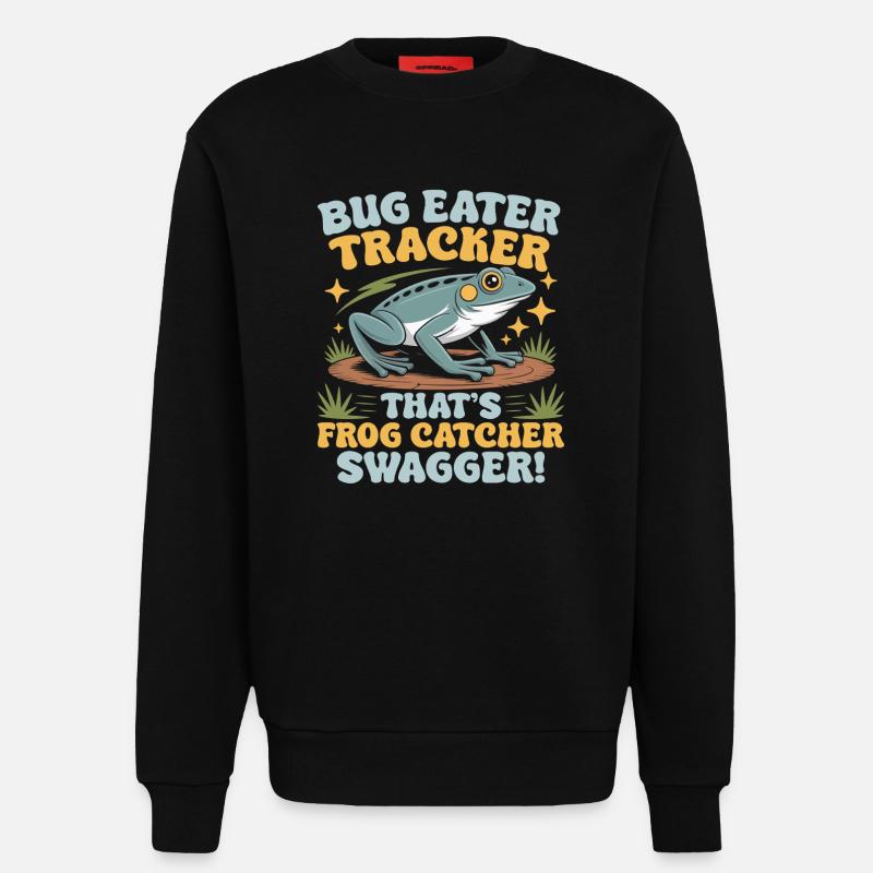 Frog Catcher Bug Eater Tracker Frog - Sweatshirt - made by SPREAD  - SOLID BLACK