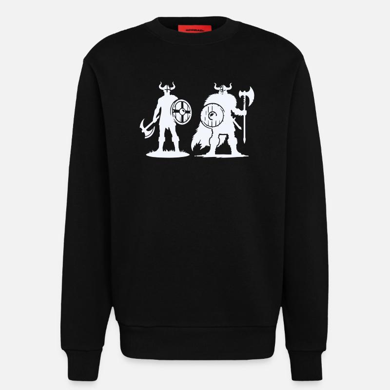 Wikinger-Duo: Schild & Beil im Schatten - Sweatshirt - made by SPREAD  - SOLID BLACK