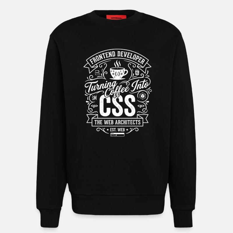 Frontend Coffee CSS Tee - Sweat bio décontracté fabriqué en UE - SOLID BLACK