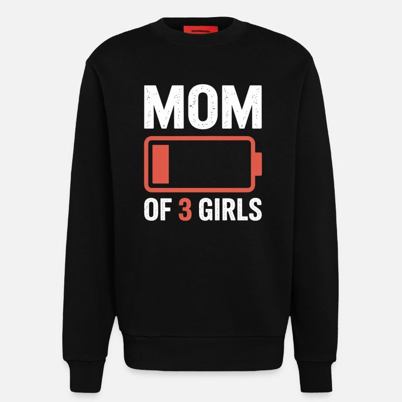 Mutter von 3 Mädchen Batterie-Tee - Sweatshirt - made by SPREAD  - SOLID BLACK