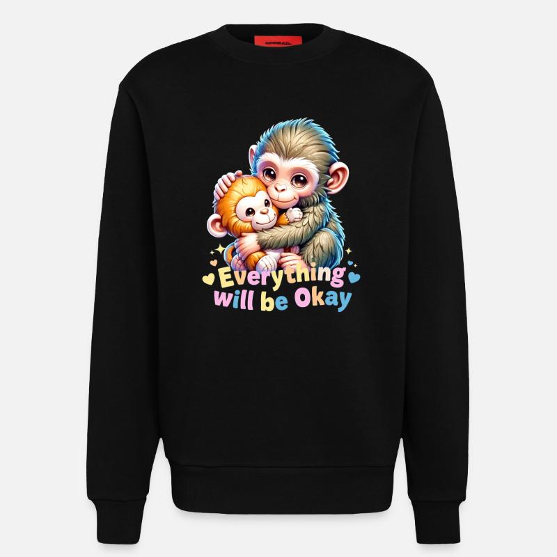 Alles wird gut, Affenumarmung - Sweatshirt - made by SPREAD  - SOLID BLACK