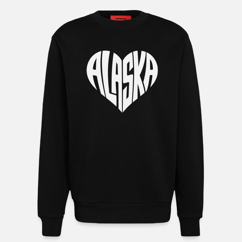 Alaska, USA Heart lettering angular - Sweatshirt - made by SPREAD  - SOLID BLACK