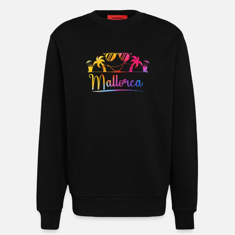 Mallorca Palmen Strand Grafik - Sweatshirt - made by SPREAD - SOLID BLACK