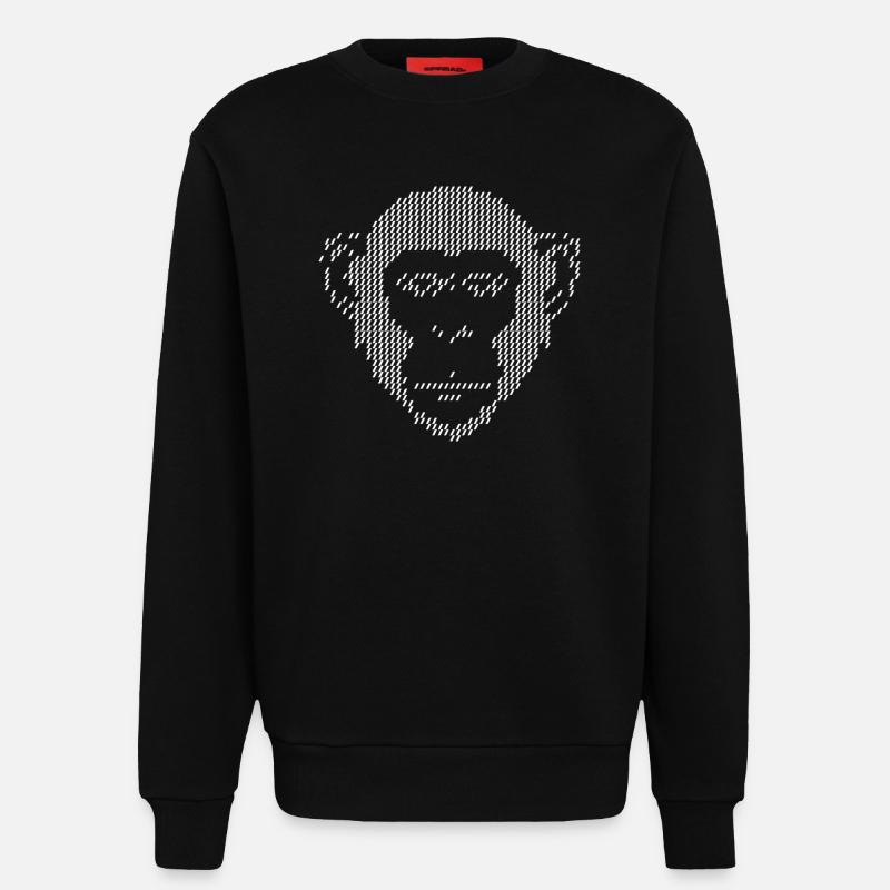 Pixel Monkey Halbton-Kunst - Sweatshirt - made by SPREAD - SOLID BLACK