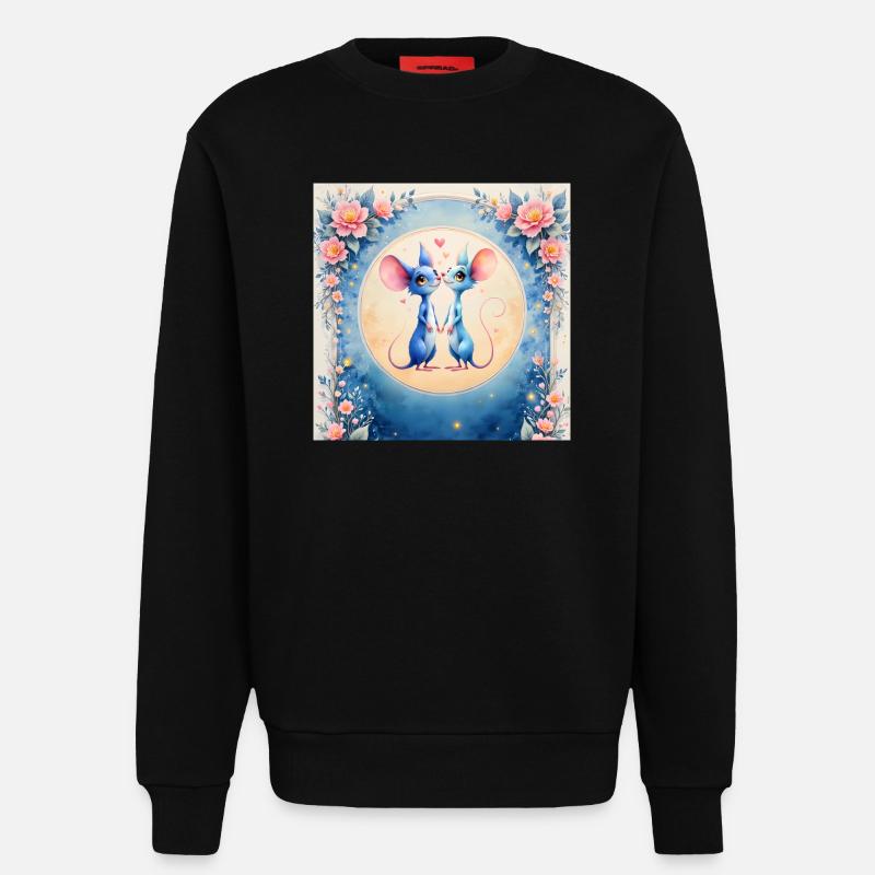 Blaue Mäuse verliebt - Sweatshirt - made by SPREAD  - SOLID BLACK