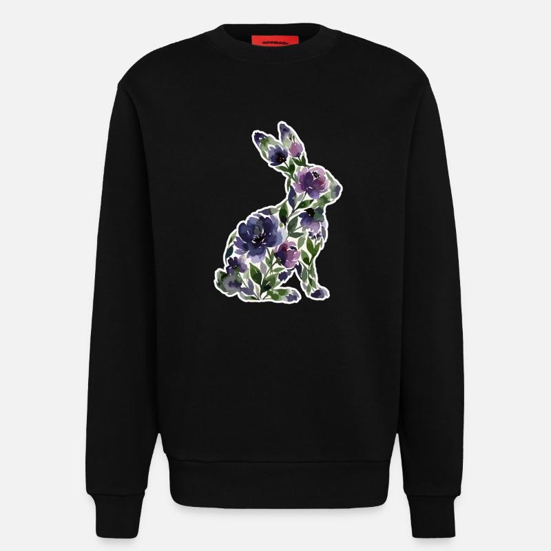 Fleurs en forme de lapin - Sweat bio décontracté fabriqué en UE - SOLID BLACK