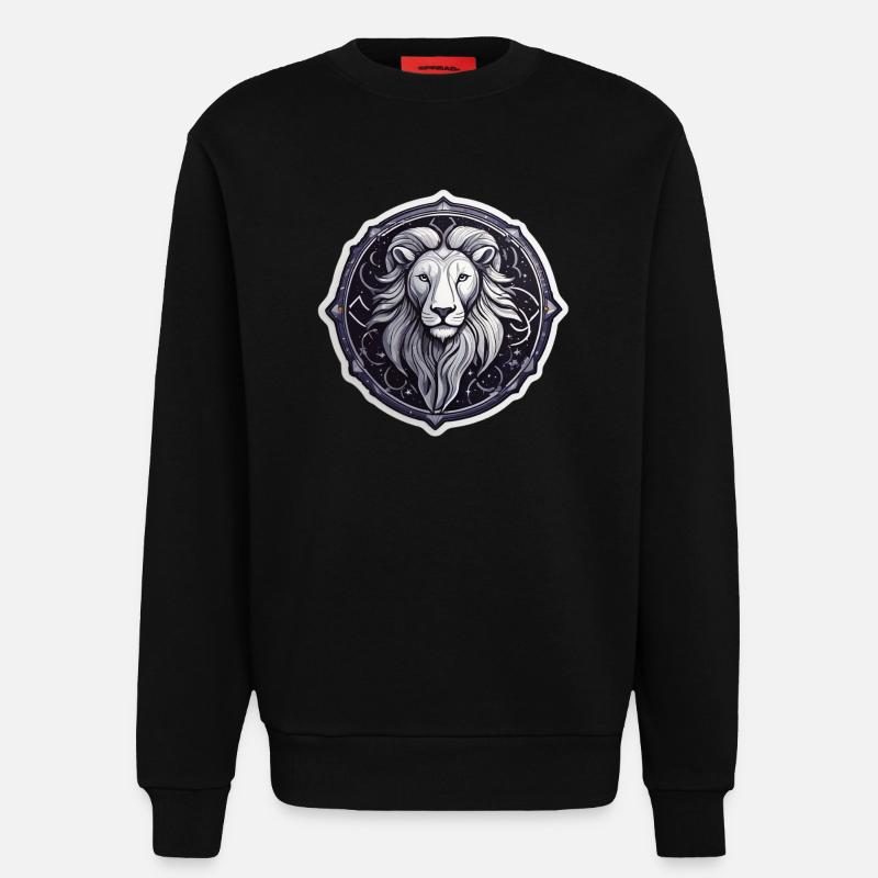 Cosmic Leo Round Astral Pattern - Sweatshirt - made by SPREAD  - SOLID BLACK
