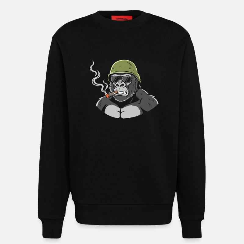 Gorilla Commando mit Zigarre - Sweatshirt - made by SPREAD  - SOLID BLACK
