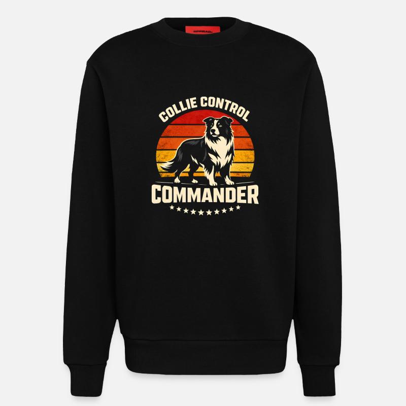 Collie Commando | Border Collie Rétro - Sweat bio décontracté fabriqué en UE - SOLID BLACK