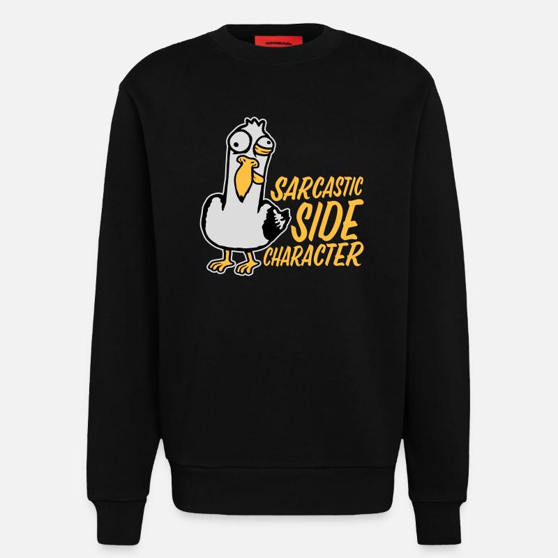 Crazy Seagull Sarcastic Side Character Funny - Sweatshirt - made by SPREAD  - SOLID BLACK