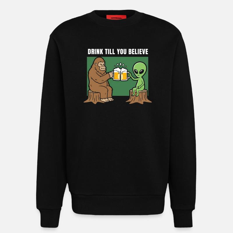 Prost mit Alien und Sasquatch - Sweatshirt - made by SPREAD  - SOLID BLACK