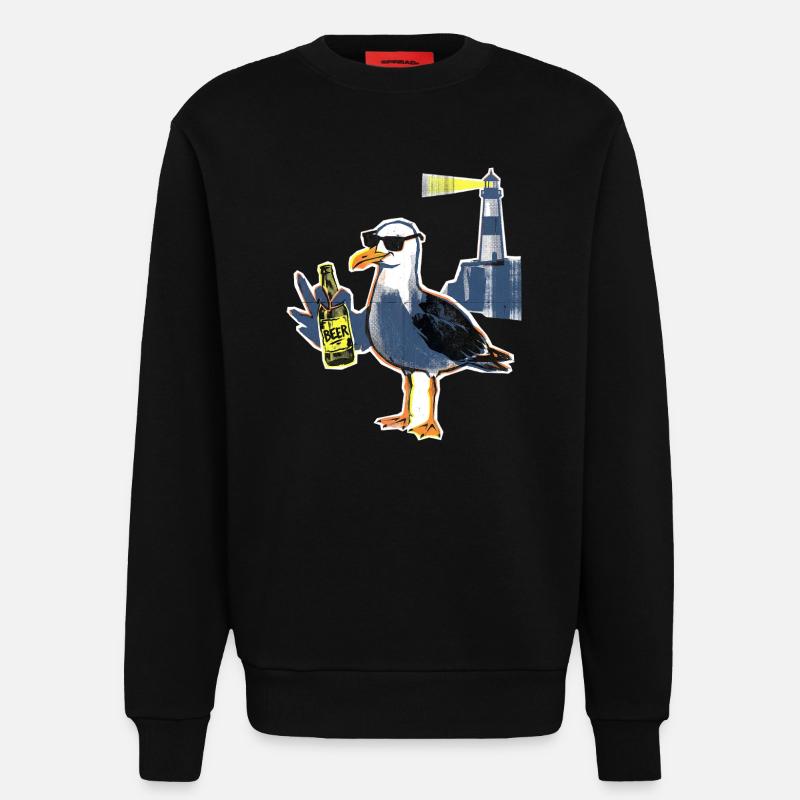 Coole Möwe Leuchtturm Bier - Sweatshirt - made by SPREAD  - SOLID BLACK
