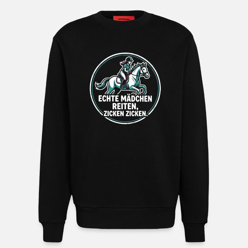 Pferdemädchen Spruch - Echte Mädchen Reiten - Sweatshirt - made by SPREAD - SOLID BLACK