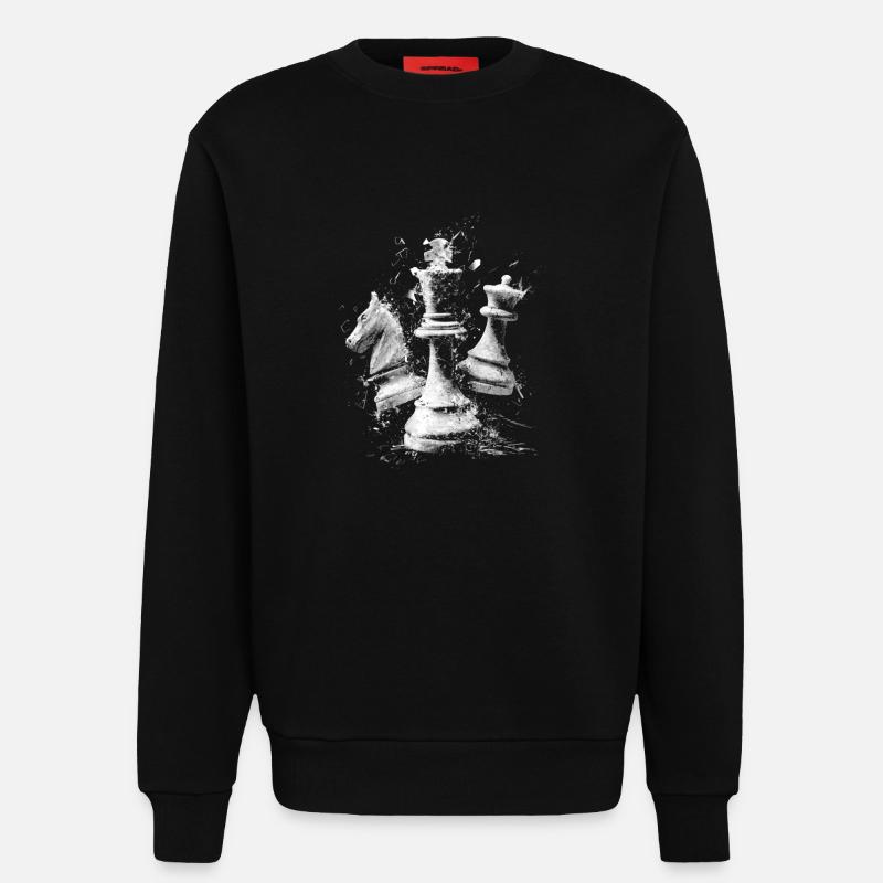 Chess Pieces Explosion Design Dynamic Board - Sweatshirt - made by SPREAD  - SOLID BLACK