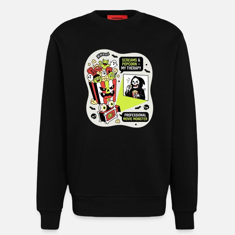 Popcorn Monster Therapy - Sweatshirt - made by SPREAD  - SOLID BLACK