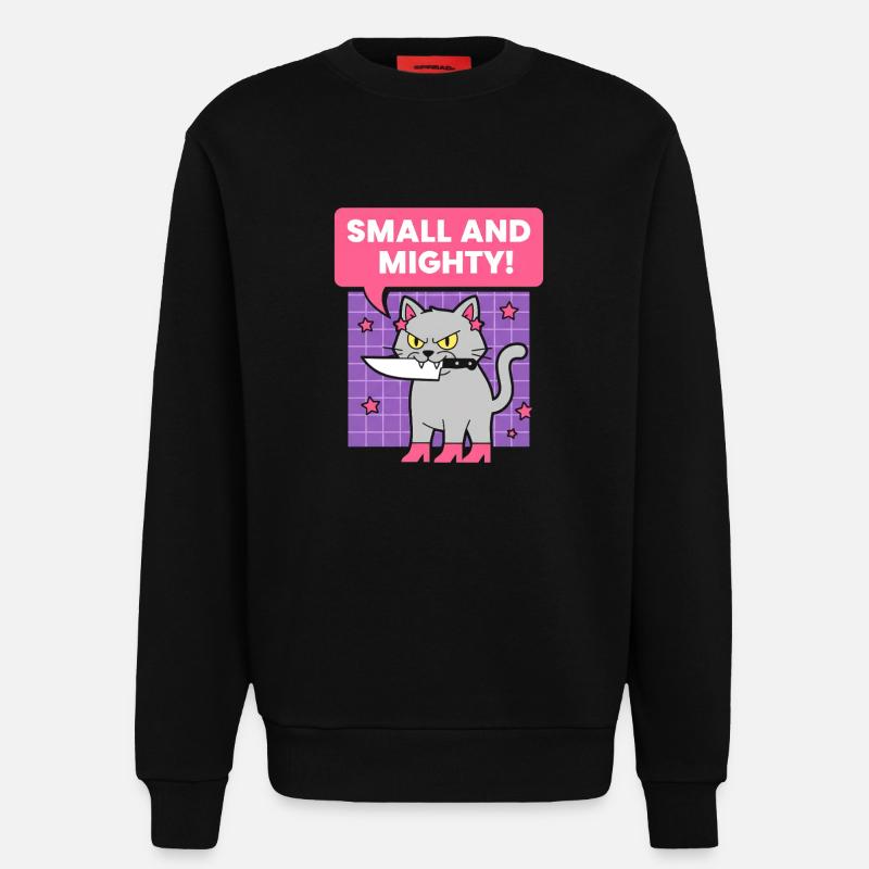 Kleines und Mächtiges Katzendesign - Sweatshirt - made by SPREAD  - SOLID BLACK