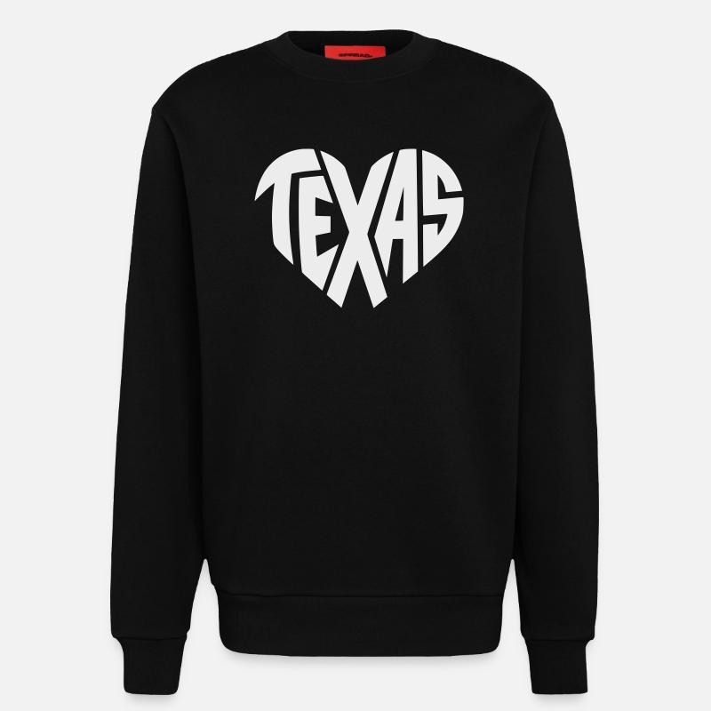 Texas Heart Typography - Sweatshirt - made by SPREAD  - SOLID BLACK
