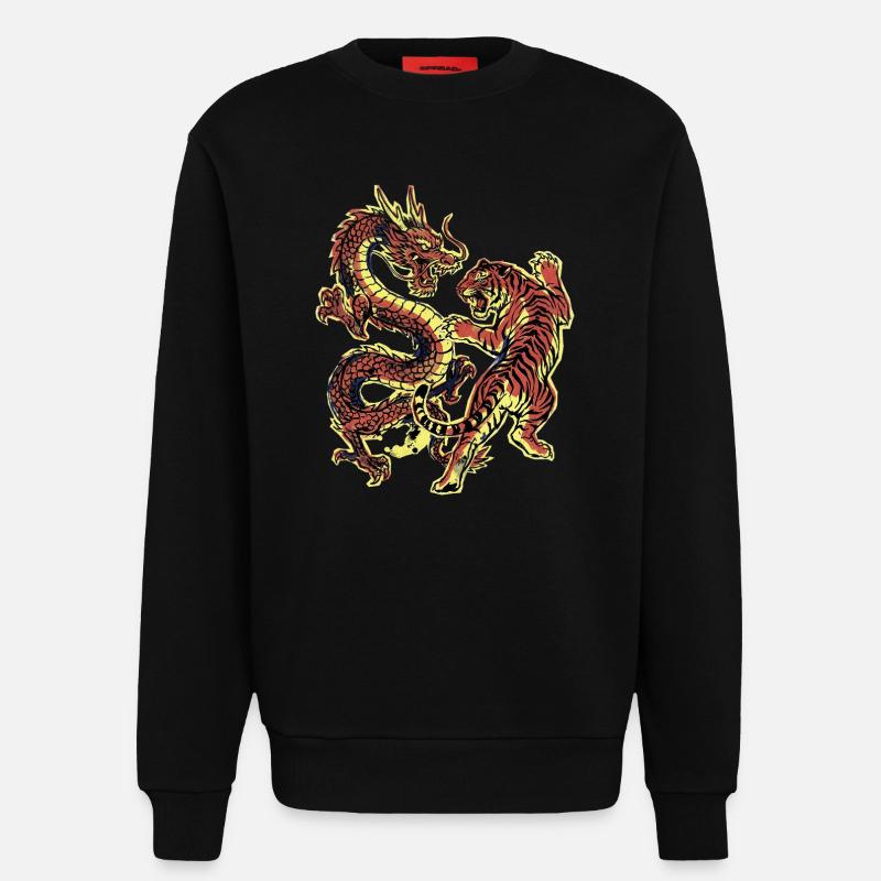Drache und Tiger Chinesisch - Sweatshirt - made by SPREAD - SOLID BLACK