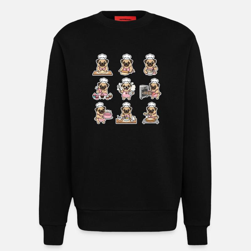 Lustiger Mops Baecker Backen Konditor - Sweatshirt - made by SPREAD - SOLID BLACK