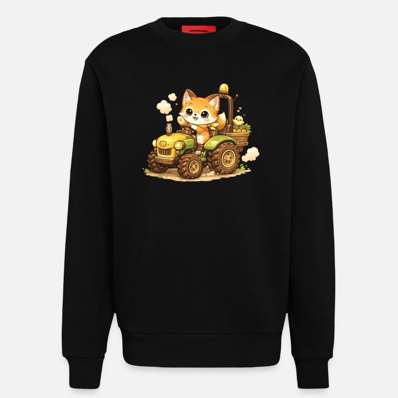 Fuchs auf dem Traktor - Sweatshirt - made by SPREAD  - SOLID BLACK