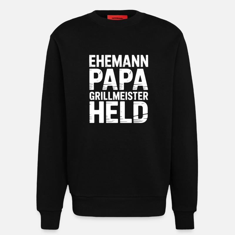 Papa Ehemann Grillheld Grillmeister Geschenk - Sweatshirt - made by SPREAD  - SOLID BLACK