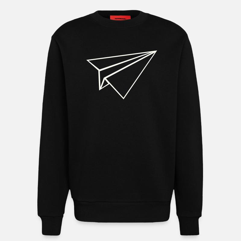 Papierflugzeug Linienkunst - Sweatshirt - made by SPREAD  - SOLID BLACK