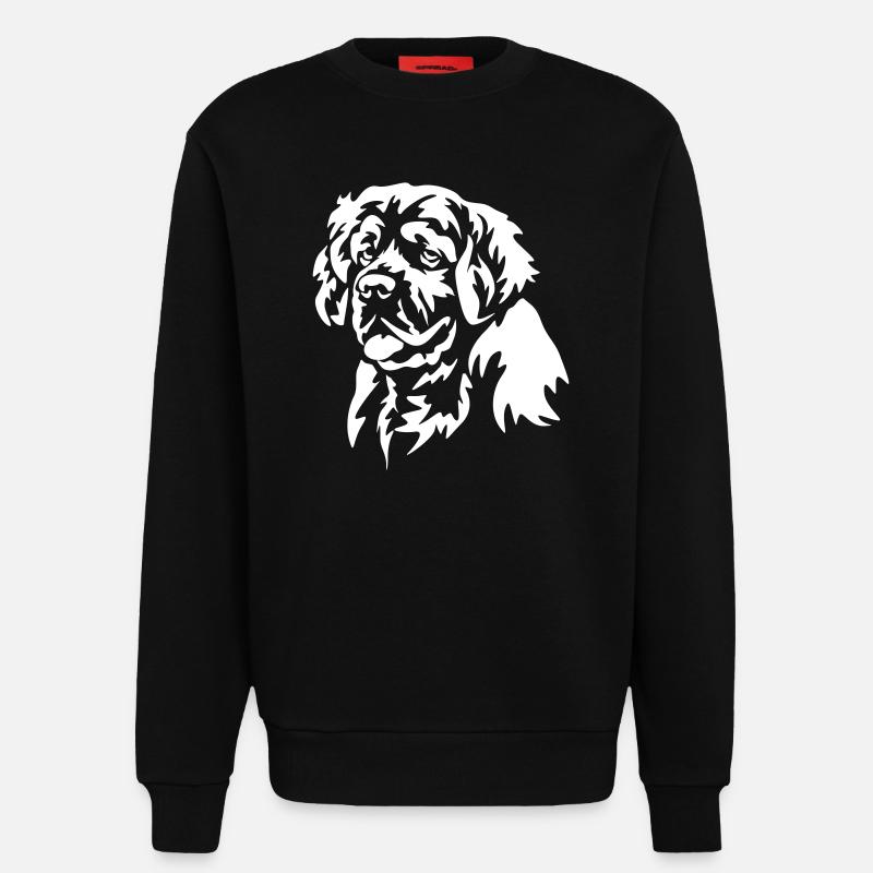 Clumber Spaniel Head « Édition Noire » - Sweat bio décontracté fabriqué en UE - SOLID BLACK