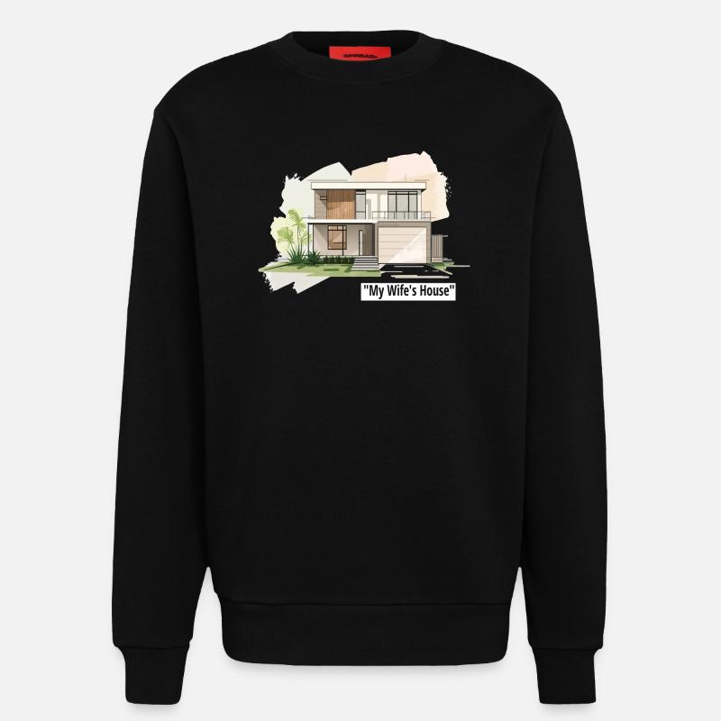 Ultramoderne Familienhausillustration - Sweatshirt - made by SPREAD  - SOLID BLACK